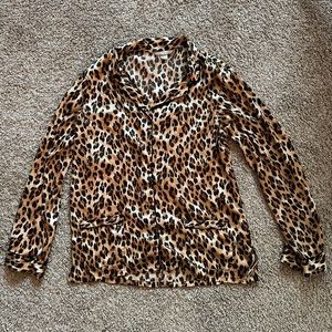Victorias Secret 2 piece silk pajama set, leopard print, size M